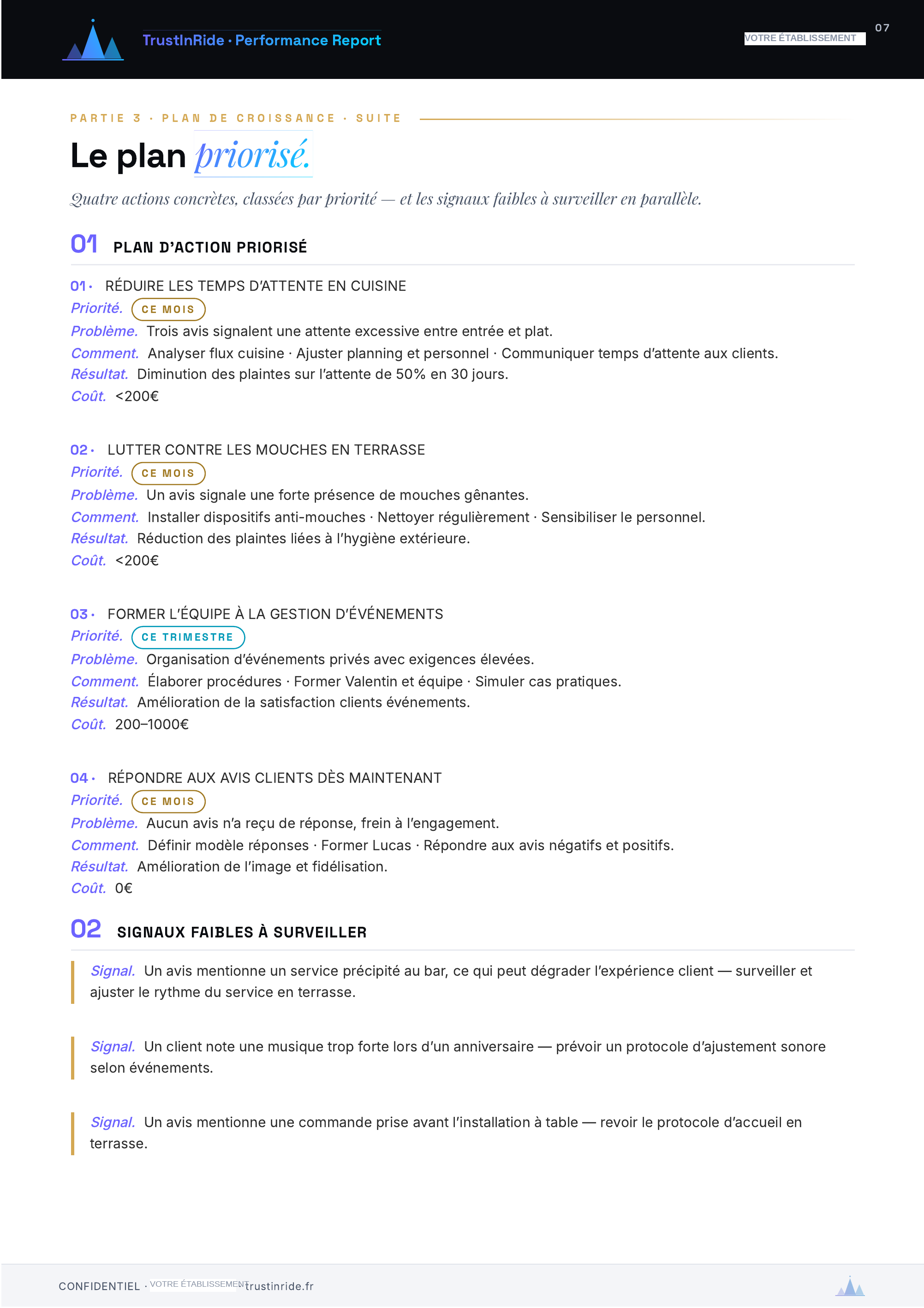 Rapport TrustInRide — plan d'action priorisé